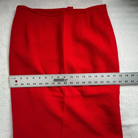 Women's Red Pure Wool Pencil Skirt Size 6 Lined Knee Length Career Made In USA - Picture 8 of 9